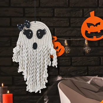 2 бр., венец на Хелоуин с привидением, виси на стената. Украса за парти в чест на Хелоуин, занаяти за деца, здрав, лесен за употреба