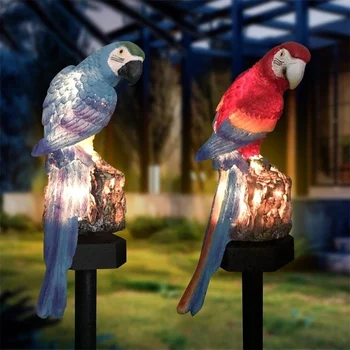 Led лампа със слънчева енергия, лампа-папагал с клипс, нощни осветителни тела за украса на градински пътеки, Градински тела, Домашни осветителни тела-папагали