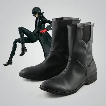 Persona 5 P5 Амамия Рен/ Обувки За Cosplay, Черни Обувки са ръчно изработени от Изкуствена Кожа