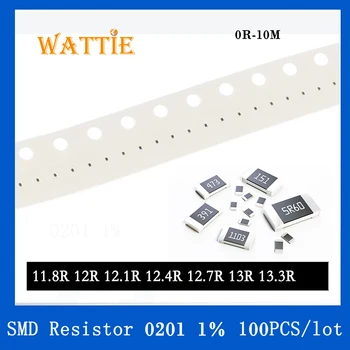 SMD резистор 0201 1% 11,8 R 12С 12,1 R 12,4 R 12,7 R 13R 13,3 R 100 бр./лот микросхемные резистори 1/20 W 0,6 мм *0,3 мм