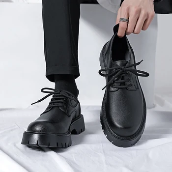 Висококачествена Марка мъжки обувки от естествена кожа, Дишаща мъжки работни облекла, Кожени обувки, Мъжка бизнес Ежедневни обувки, Тенденция