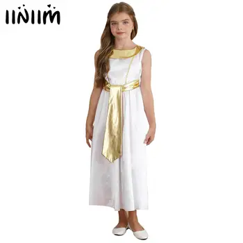Детски костюм за Cosplay Кралица на Древния Рим и Египет за момичета, рокля с кръгло деколте и без ръкави, костюм за изяви