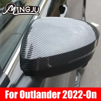 За Mitsubishi Outlander 2022 2023 2024 Аксесоари, 2 бр., сребристо-карбоновые калъфи за автомобилни огледала за обратно виждане, Странични капаци за огледала за обратно виждане
