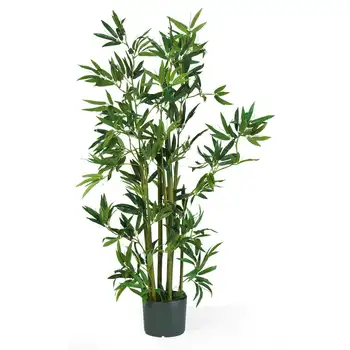 Изкуствено растение от бамбук и полиестер, зелен