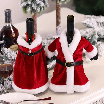 Коледна капачка за бутилка вино, Бархатное рокля, чанта за бутилка шампанско, ръкав за украса на дома Коледните Новогодишна вечеря