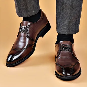 Модни мъжки обувки в бизнес стил, официални модела обувки без закопчалка, Мъжки Oxfords, Висококачествени Кожени обувки За мъже, Лоферы
