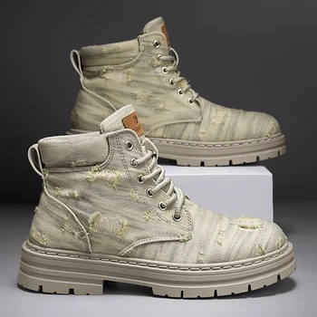 Мъжки обувки; новост на зимата; ежедневни обувки на платформа от кожата на щиколотку; Луксозни защитни обувки 