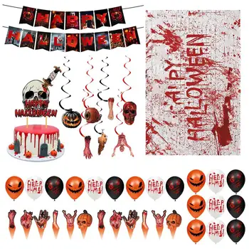 Набор от рекламни банери с венец на Хелоуин, комплект за парти в кървава тема, украса на кървава тема, Ужасно част от кръвта на Хелоуин