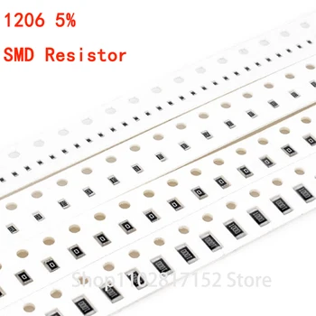 100 бр. SMD Резистор 1206 3216 5% 1/4 W 0R-10 М 0R Ω ~ 10 М Ом Комплект Резистори Асорти Комплект Проби 0R 10R 100R 1 ДО 2,24,7 ДО 1 M на 10 M
