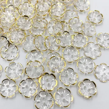 100шт 12,5 мм златни прозрачни розови акрилни копчета за декорации, ръчно изработени, шевни аксесоари PH359