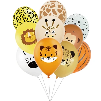 10шт Набор от балони на тема горски животни Карикатура на животните Зебра Лъв Форма Латексный балон детски Рожден Ден Детски душ Парти балон Деко