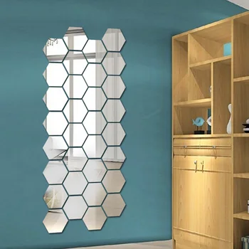 12ШТ 3D Огледален Стикер На стената е с размер на отворите Винил Подвижни Стикер На стената, Стикер За домашен интериор, съвременните DIY, Художествена Стикер за Всекидневната, MUMR999