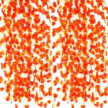 2.4 М Изкуствени Копринени Кленови листа Есенен Венец от изкуствени листа, лозя, Висящи растения за Украса на дома, Сватба градина, вътрешни стени