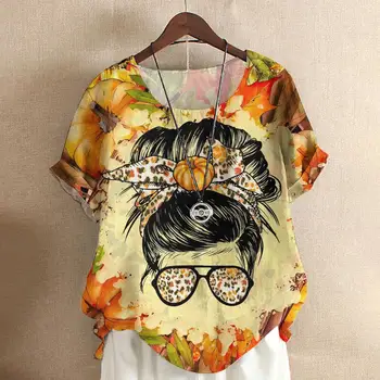 2023 Модни дамски тениска, Празнична тениска 5xl, Блузи с къси ръкави за момичета, С кръгло деколте, Harajuku Y2k, Лятна тениска, Пуловер, Хавайски облекло