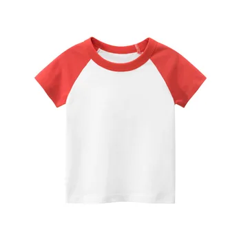2023 Однотонная бяла тениска за момчета и момичета, бебешки дрехи с къс ръкав, Памучни летни блузи, дрехи от 10 години