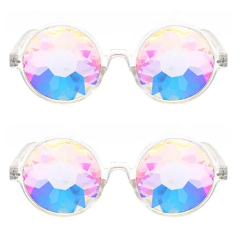 2X Точки-калейдоскоп, Слънчеви очила са за рейв-фестивали и партита с дифрагированными лещи-прозрачен