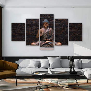 5 Панели Плакати с Буда, както и отпечатъци върху платно Стенни художествени картини За Модерен хол Начало декор Дзен Куадрос БЕЗ РАМКА