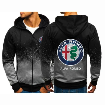 Alfa Romeo 2023, мъжки новата пролетно-есенна яке, ежедневното палто в стил Харадзюку с градиентным принтом, Блузи, с цип, качулка
