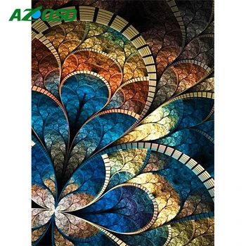 AZQSD 5D САМ Диамантена картина Пейзаж, Абстрактна Пълна кръгла Бормашина, Диамантена бродерия на Цвете от кристал Снимки Декор За дома
