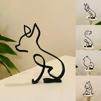 Dog Minimalist Art Sculpture Personalized Gift Metal Decor Modern Home Decoration Office Accessories фигурки за интериора
