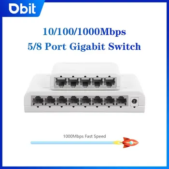Gigabit ethernet Комутатор за пренос на данни DBIT с 5/8 Портове, Мрежов Хъб, Тенис на Ethernet-Сплитер, Защитен портове, Plug & Play, Безвентиляторный Тих Мини-Лаптоп