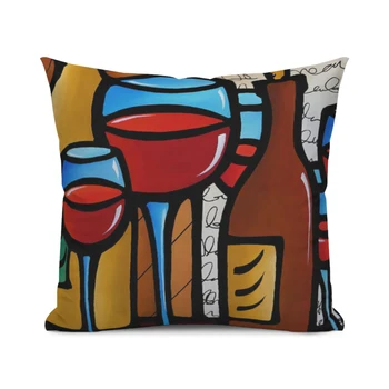 Home-decor-abstract-painting-cushion-cover-decoration-nordic-style-color-cartoon-girl-print-pillowcase-sofa - къща 25x25 ~70x70 см