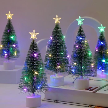 Led Цветни Светещ Мини-Коледно Дърво, Коледни Подаръци, Украса На Атмосферата На Коледните Прозорци, Украса На Работния Плот