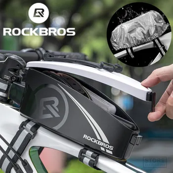 ROCKBROS Непромокаемая велосипедна чанта за 4-6,5 инча, предната чанта за телефон, специална твърда обвивка от КОМПЮТЪР с безплатен дождевиком, аксесоари за мотоциклети и велосипеди