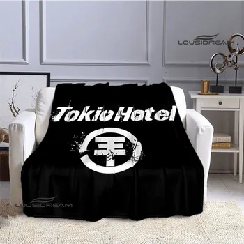 Tokio Hotel band Одеяло с принтом в ретро стил, топло одеяло, фланелевое меко и удобно одеало, домашно и спално бельо за пътуване, подарък за рожден ден