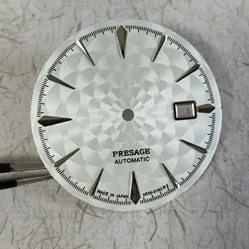 Аксесоари за часовници 28,5 мм, бял циферблат с шарките на слънцето GS е подходящ за автоматичен механизъм NH35