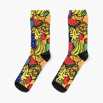 Безшевни модел от цветни плодове. Чорапи баскетболни термоноски за мъже, компресия чорапи за жени