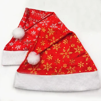 Бърза доставка 38x29 см, Червена кърпа, Златен, Сребърен, под формата на Снежинки, Коледна шапка, Украса за Коледното парти, подарък за възрастни, Коледа интериор