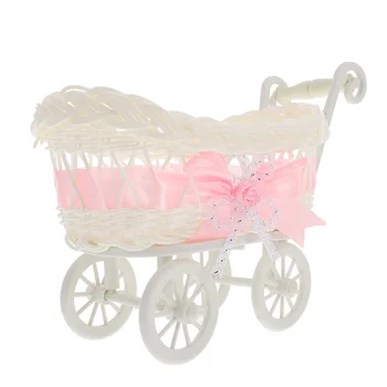 Вечерни плетени кошници, Мини-количка за пазаруване, Детски селски сватбена украса, поставка за бонбони