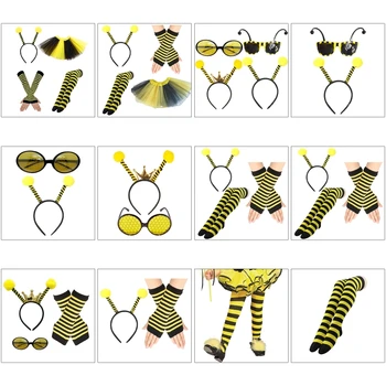 Възрастен детски костюм на животното, уши, превръзка на главата, ръкав, Пола, Чорапи, очила