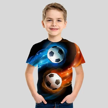 Детска тениска с футболния 3D принтом, лятна мода ежедневни тениски с анимационни герои за момичета и момчета, Тениска Унисекс, блузи, бебешки дрехи
