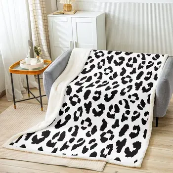 Детско Флисовое одеяло с леопардовым принтом, Шерп-Леопард, Одеало за легло, Интериор на дивана, Плюшевое одеяло с животните принтом