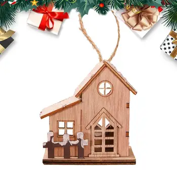 Дървена Коледна куклена Къща, Светлинен дизайн, Коледно парти, Куклена Къща, Малките дървени декорации за дома, Модерен начало декор за живота