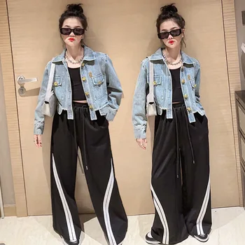 Есен джинсовое палта за момичета, новост 2023 г., модерен жена топ в западен стил, е тенденция джинсовое палта за момичета, яке