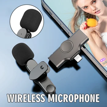 За iPhone/Android Безжичен Петличный микрофон За Запис на Аудио, видео, Мини-микрофон, plug един клик, лесно се побира