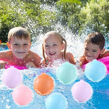За многократна употреба Топки за борба с вода, за Възрастни, Детски Басейн през Лятото, Силиконови играчки за игра във водата, Водни бомби, балони за басейна, Игри