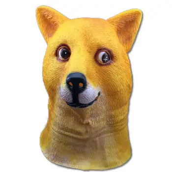 Забавна главата Дожа, 3D латексова маска, Cosplay, костюм за Хелоуин, Украса за Хелоуин, Забавна маска за жълти кучета