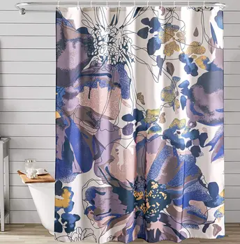 Завеса за душа в стил Бохо с цветен модел Цвят Каки/тъмно сиво/кафяв, съвременно винтажное Абстрактно изкуство, цветя, листа, Тъканни завеси за баня, Параван за баня