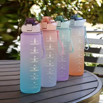 Запечатани чаша за пиене, Преносими вакуумни чашки за вода наклон цвят, преработени пластмасови спортна бутилка за вода, Посуда за напитки с Голям капацитет