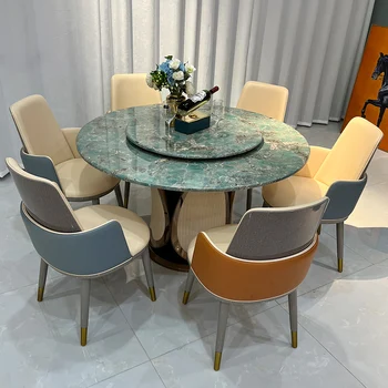 Италиански лампа, Луксозна Кръгла маса и стол за ресторант, Открийте проста и престижно дизайнерска комбинация мебели