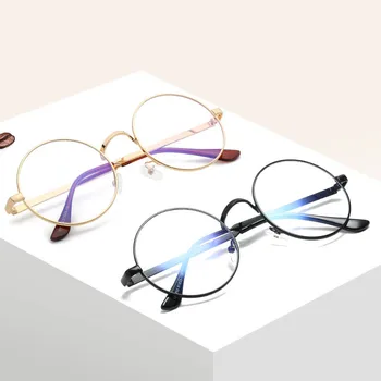 Класически Големи Кръгли Очила в Рамки с прозрачни лещи, Женски Фалшиви Очила, Реколта Кръгли Очила, Прозрачни очила