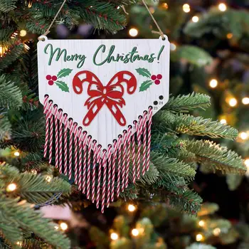 Коледа за обратно отброяване, Адвент-календар, подвесная знак от леденцовой бастуни, Коледен подарък за украса на входната врата