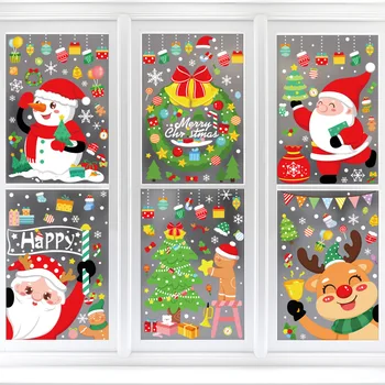 Коледна декорация за дома, Стени, Прозорци, Снежен човек, Дядо коледа, Лосове, Коледна Статична стикер, Коледни украси със собствените си ръце, Нов 2024 година