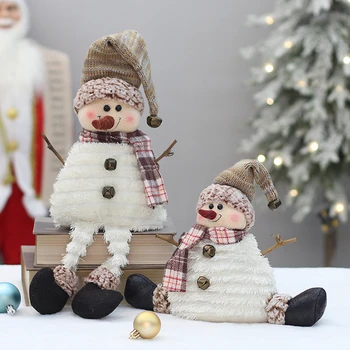 Коледна Плат За Сядане Снежен човек Кукла Остроконечная Шапка Цилиндър С кръстосани крака Винтажное Украса Кукли на Декорация на Коледна Украса на Дома