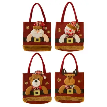Коледни торби от зебло, подаръчни пакети за детски празник с кукла дизайн, Коледна декоративна чанта с дръжка, чанта за партита