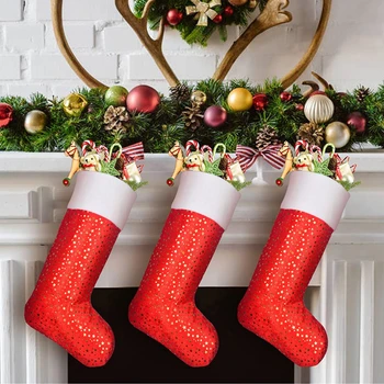 Коледни чорапи, Червени и зелени Чорапи, подаръчни комплекти, Джоб за домашни любимци, Висящи украшения За елхи, Коледни украси С Нов 2024 година